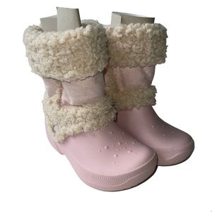 Crocs Nadia Pink With Sherpa Accent Youth Boots Size Toddler Girls Child C 12 13